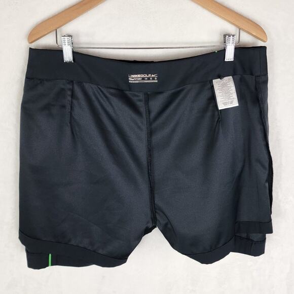 Nike Golf Skort Women 14 FITDRY Black with Green Stripe Zip Button Closure  EUC - Picture 9 of 10